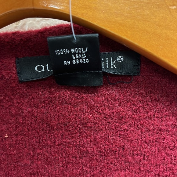 August Silk Ruffled Collar Wool Jacket Sweater XL Ruby Red - Picture 4 of 6